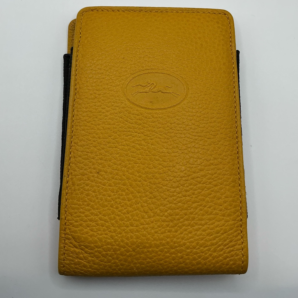A Rare Vintage Longchamp Yellow Leather Phone Case Sleeve Pouch